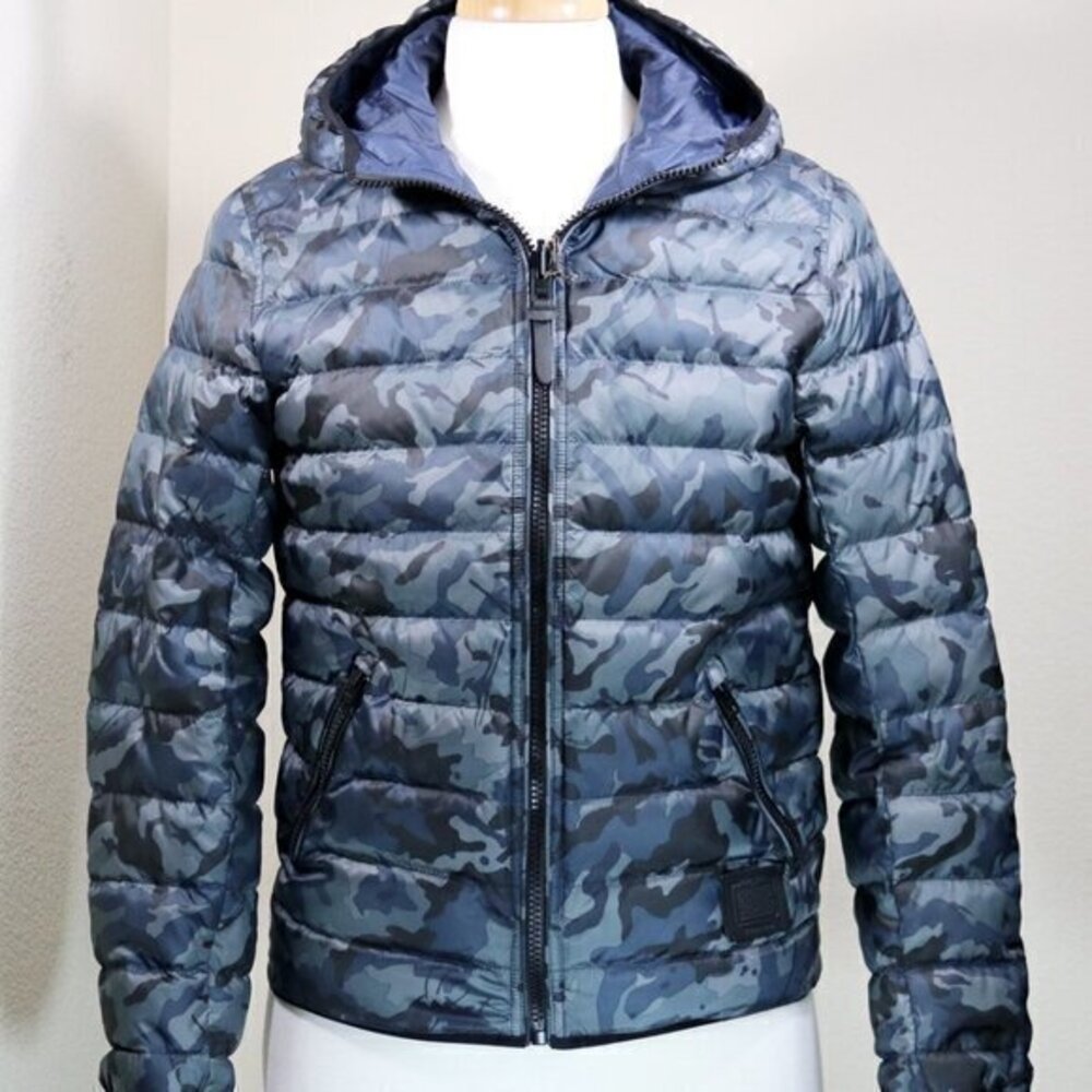 RARE COACH 🔥💙Mint🩵🔥 Blue Camo Winter Puffer Coat - Mens XL. 💎EUC💎